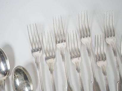 Set of eight silver forks and four silver...