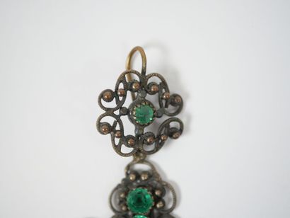 Openwork filigree metal cross-pendant set...