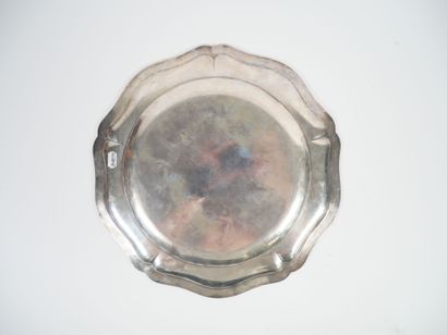 Minerve hallmarked silver scalloped platter,...