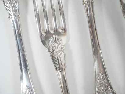 Set of 12 silver table forks, Vieillard hallmark,...