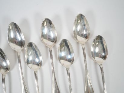 Set of 12 small silver spoons, Minerve hallmark,...