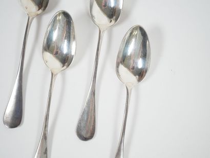 Set of four small silver spoons, Minerve...