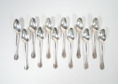 Set of 12 small silver spoons, Minerve hallmark,...