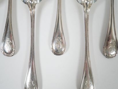 Set of 12 small silver spoons, Minerve hallmark,...
