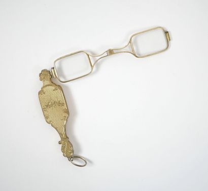 Pair of gilt silver lorgnons with chased...