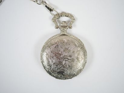 Metal pocket watch with chased decoration...