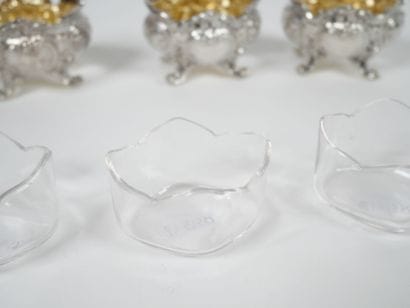 Set of four Minerve hallmarked silver salerons...