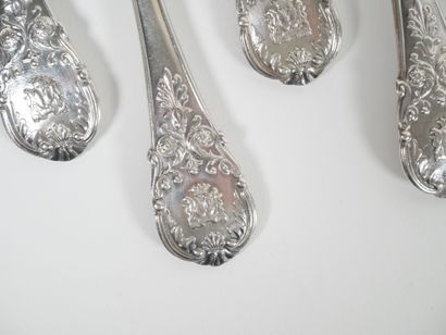 Set of 12 silver table forks, Vieillard hallmark,...