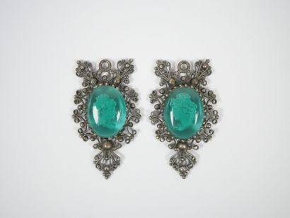Openwork filigree metal set adorned with...