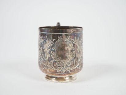 Silver cup and saucer, Minerve hallmark,...
