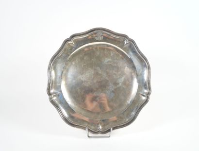 Minerve hallmarked silver scalloped platter,...