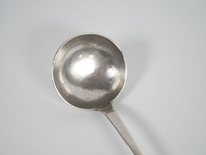Silver ladle, uniplat model, reverse side...
