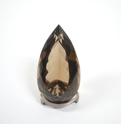 Very large pear-shaped faceted smoky quartz,...