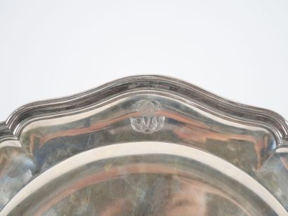 Minerve hallmarked silver scalloped platter,...