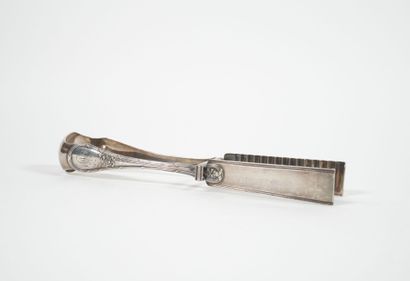 Silver asparagus tongs, Minerve hallmark,...