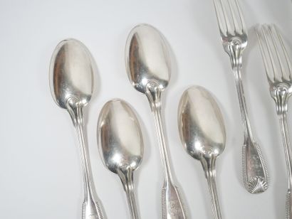Set of eight silver forks and four silver...