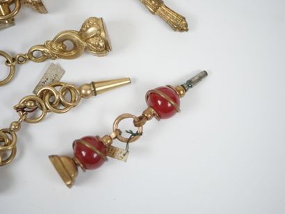 Set of seven gilt metal watch keys, some...