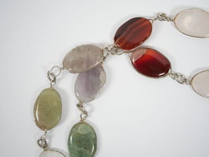 Silver or metal sautoir necklace set with...
