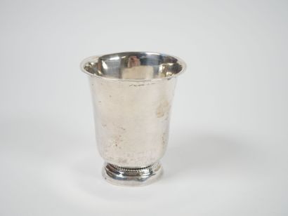 Silver tulip tumbler, Minerve hallmark, resting...