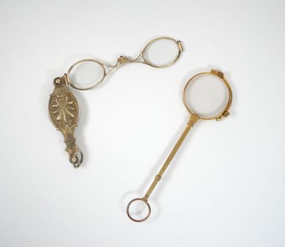 Pair of gilt silver lorgnons with stylized...