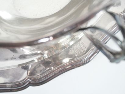 Sauce boat on its fixed silver display stand,...