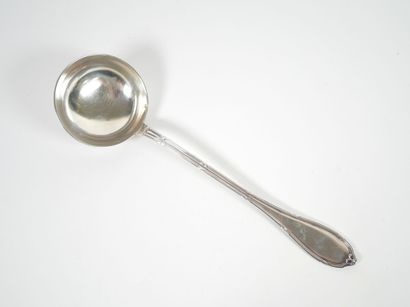 Silver ladle with ribboned rush decoration,...
