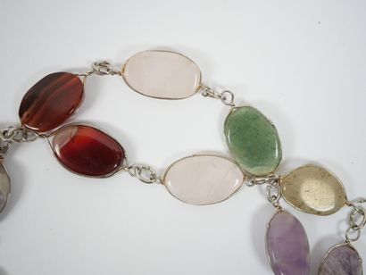 Silver or metal sautoir necklace set with...