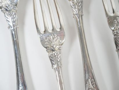 Set of 12 silver table forks, Vieillard hallmark,...