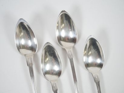 Set of four small silver spoons, Minerve...