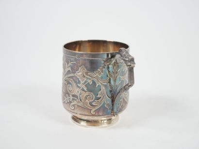 Silver cup and saucer, Minerve hallmark,...