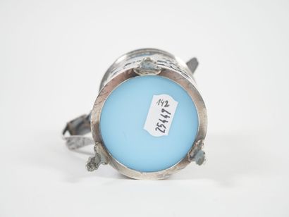 Silver mustard pot, Coq hallmark, openwork...
