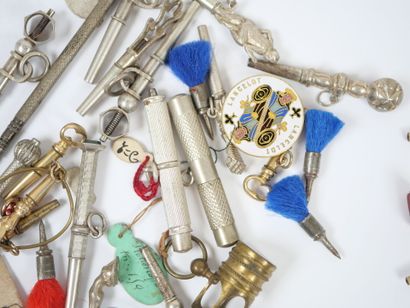 Set of seven gilt metal watch keys, some...