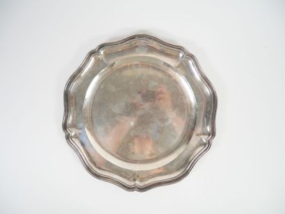 Minerve hallmarked silver scalloped platter,...