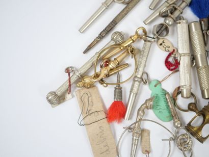 Set of seven gilt metal watch keys, some...