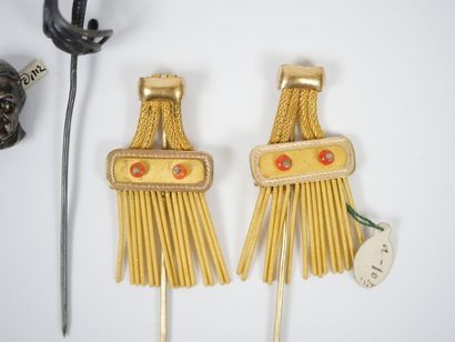 Set of six metal and gilt metal scarf or...
