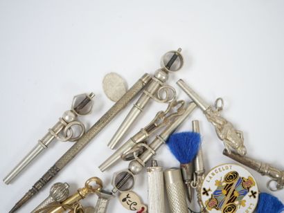 Set of seven gilt metal watch keys, some...