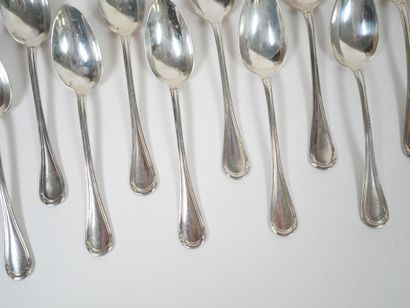 Set of 12 small silver spoons, Minerve hallmark,...