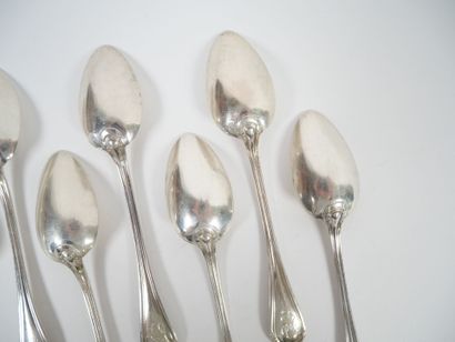 Set of 12 small silver spoons, Minerve hallmark,...