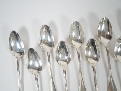 Set of 12 small silver spoons, Minerve hallmark,...