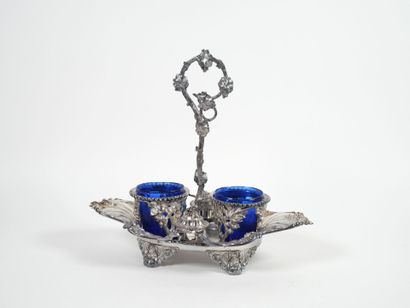 Silver oil and vinegar cruet, Minerve hallmark,...