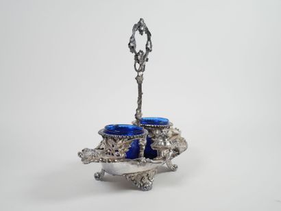 Silver oil and vinegar cruet, Minerve hallmark,...