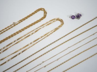 Set of five gilt-metal chains with forçat...