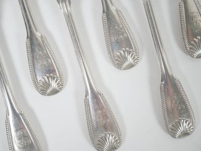 Set of eight silver forks and four silver...