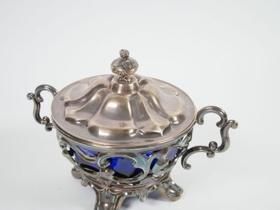 Large openwork silver sugar bowl, Minerve...