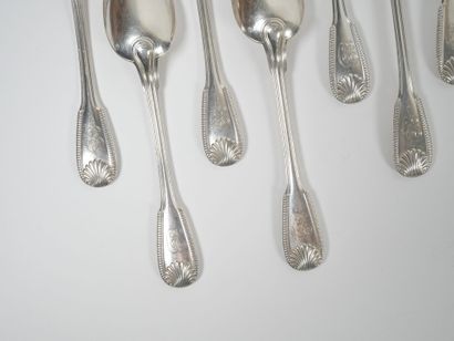 Set of eight silver forks and four silver...