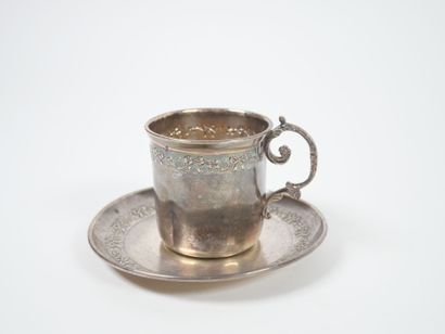 Silver cup and saucer, Minerve hallmark,...