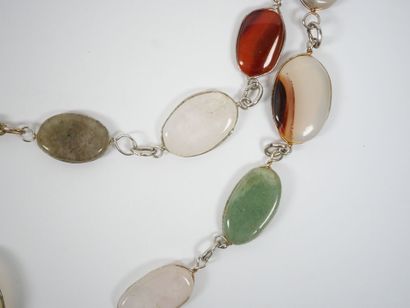 Silver or metal sautoir necklace set with...