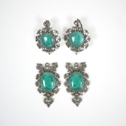 Openwork filigree metal set adorned with...