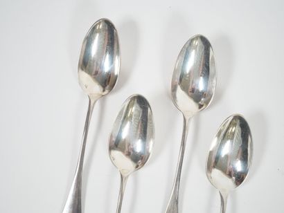 Set of four small silver spoons, Minerve...