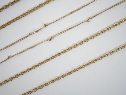 Set of five gilt-metal chains with forçat...